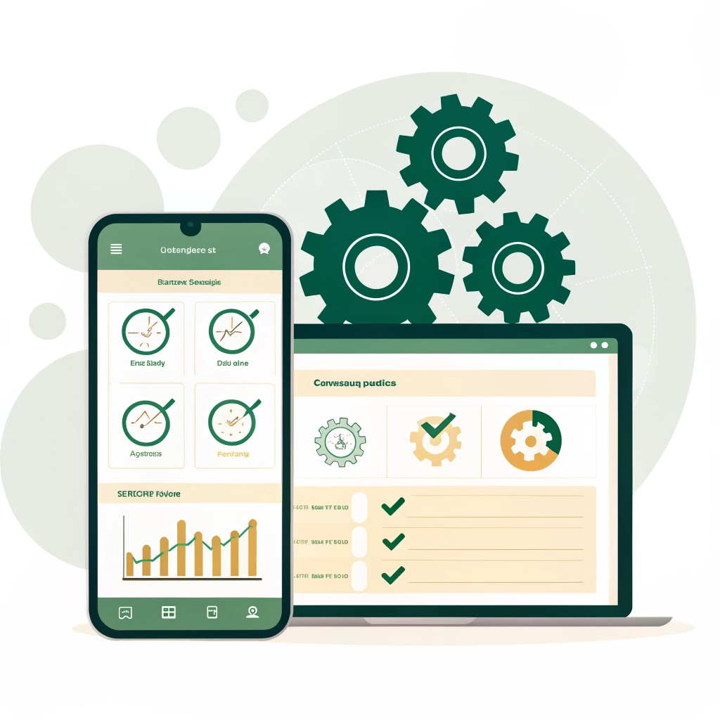 Technical website health and mobile optimisation icons.
